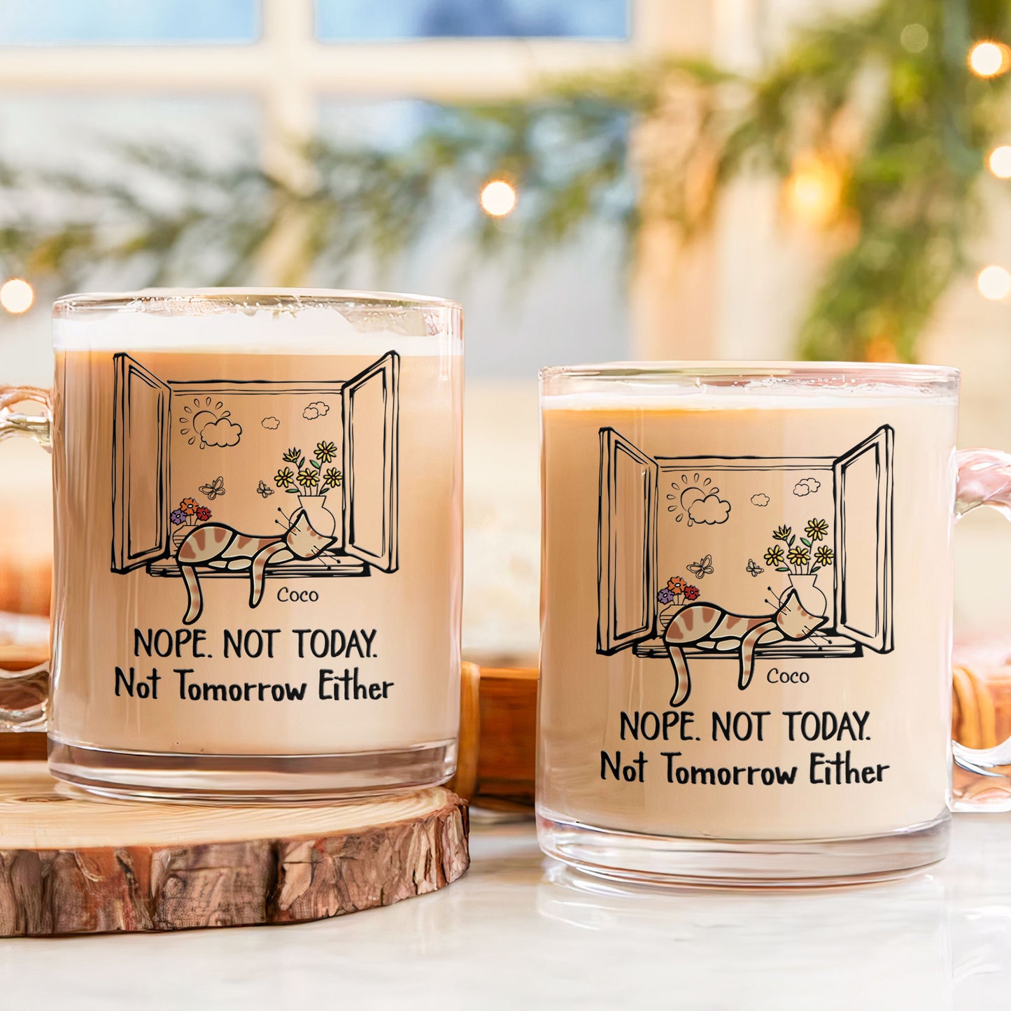 Nope. Not Today. - Personalized Glass Mug