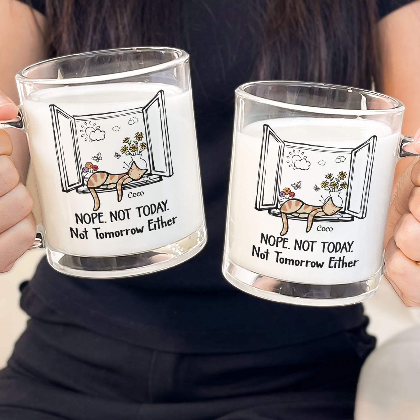 Nope. Not Today. - Personalized Glass Mug