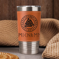 Norse Mythology Viking Runes - Personalized 20oz Leather Wrapped Tumbler