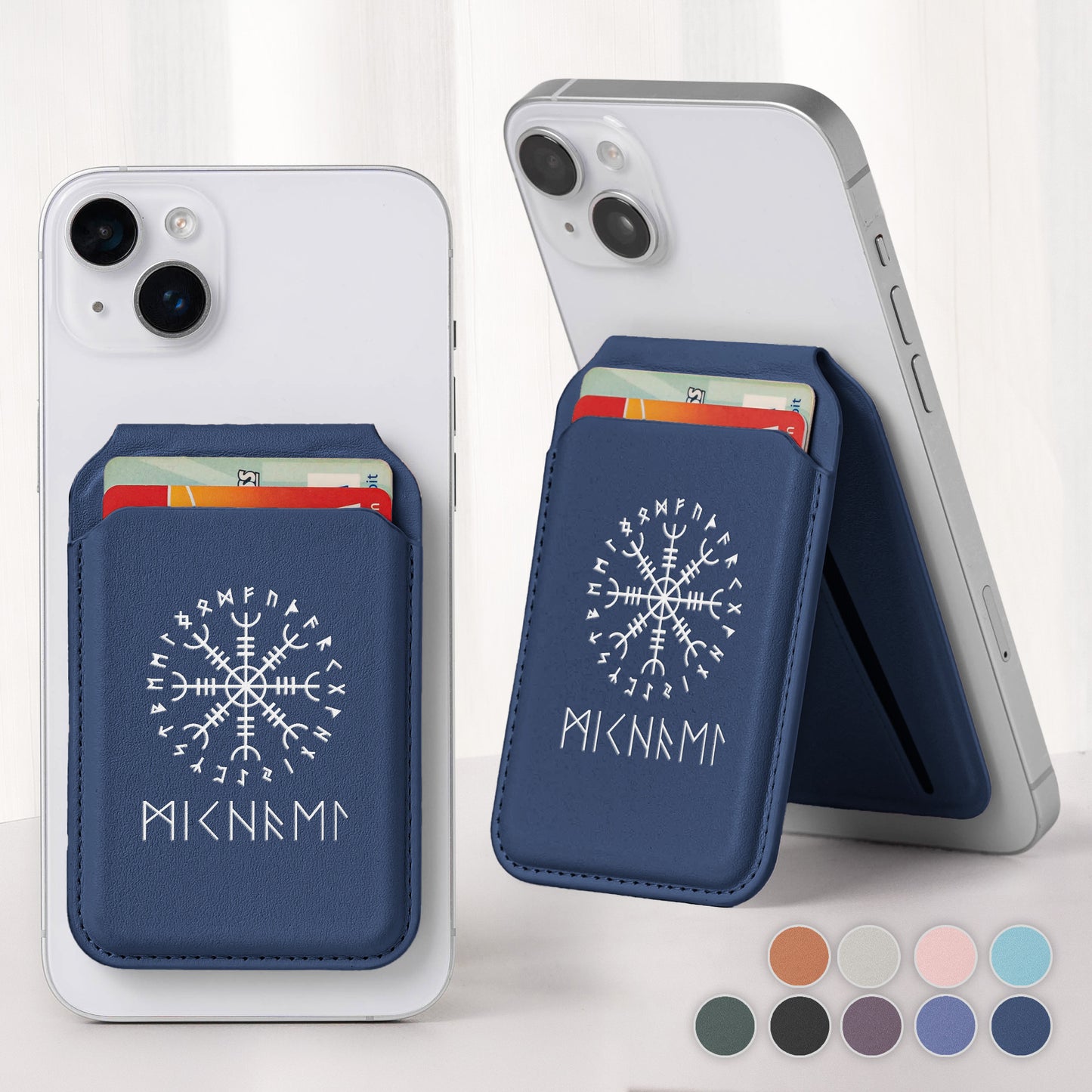 Norse Mythology Viking Runes - Personalized Wallet Compatible With Magsafe