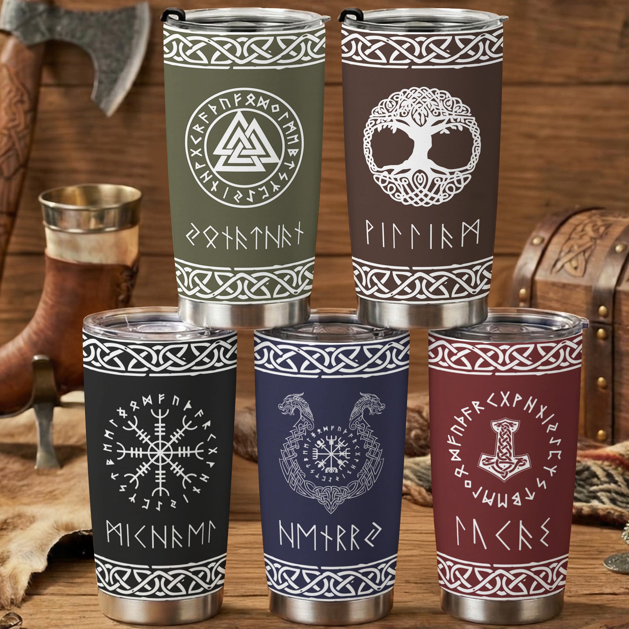 Father's Day Gifts, Norse Mythology, Name In Viking Runes - Personalized Tumbler Cup