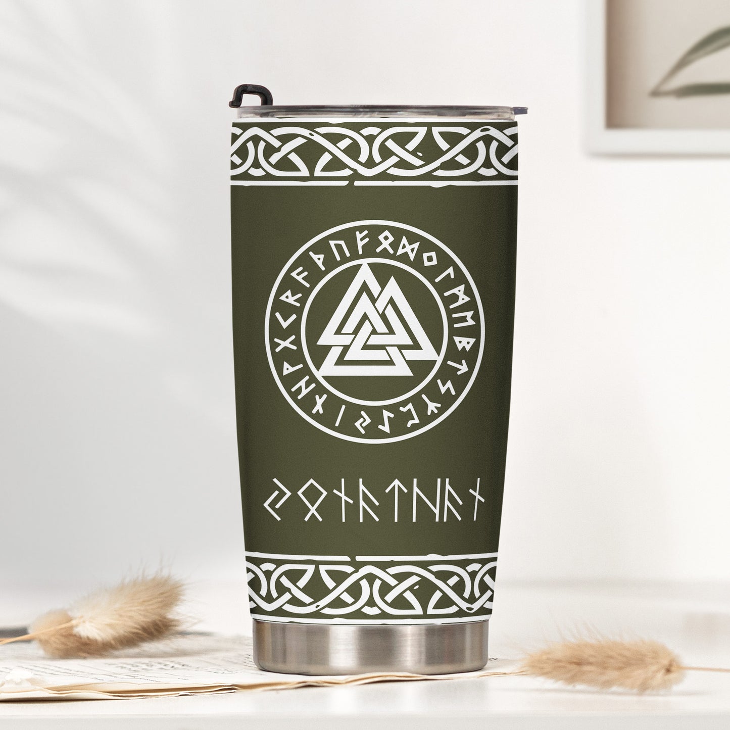 Norse Mythology, Name In Viking Runes - Personalized Tumbler Cup