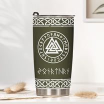 Norse Mythology, Name In Viking Runes - Personalized Tumbler Cup