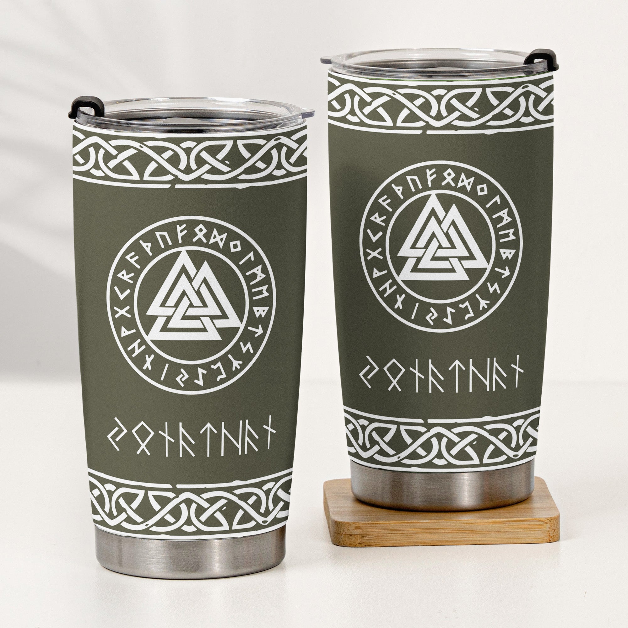 Father's Day Gifts, Norse Mythology, Name In Viking Runes - Personalized Tumbler Cup