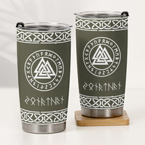 Norse Mythology, Name In Viking Runes - Personalized Tumbler Cup