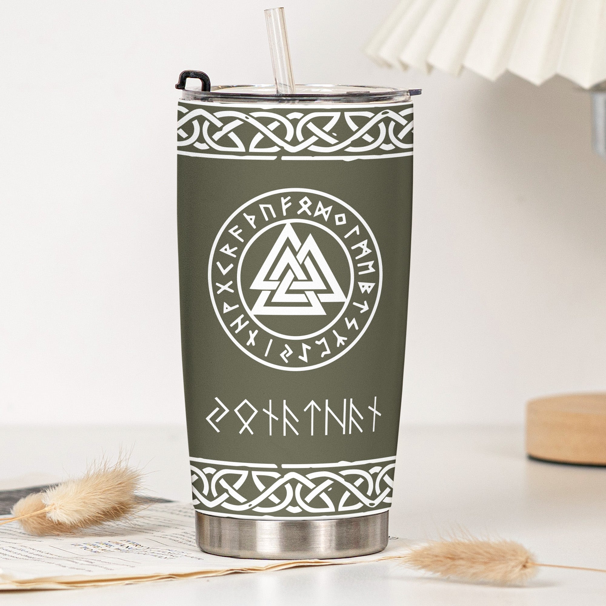 Father's Day Gifts, Norse Mythology, Name In Viking Runes - Personalized Tumbler Cup