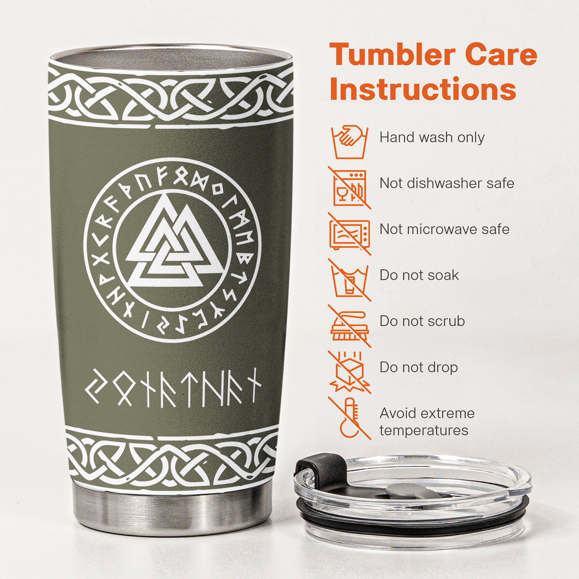 Father's Day Gifts, Norse Mythology, Name In Viking Runes - Personalized Tumbler Cup