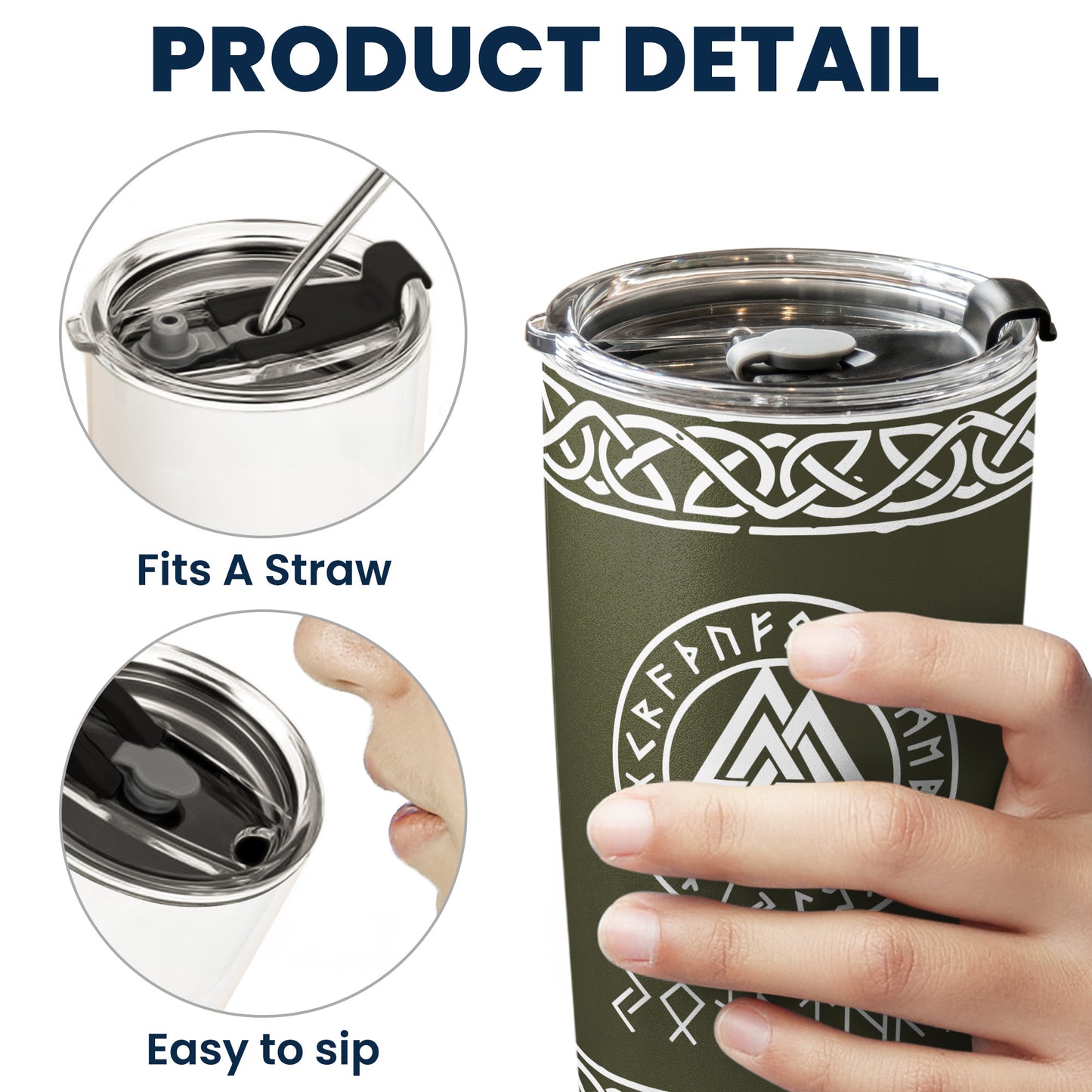 Norse Mythology, Name In Viking Runes - Personalized Tumbler Cup