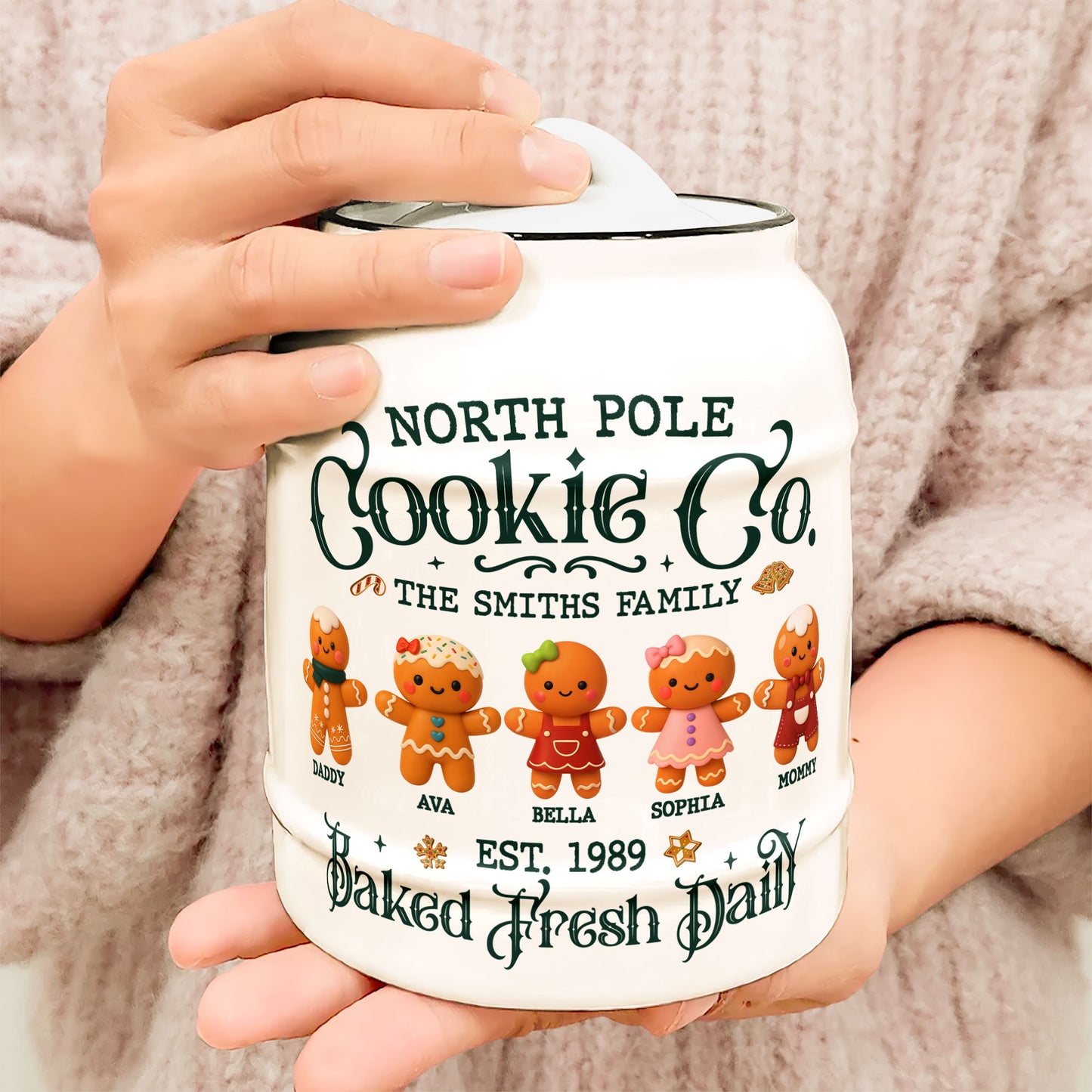 North Pole Cookie Co Funny Christmas - Personalized Cookie Jar