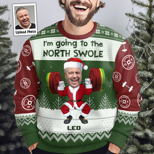 North Swole - Personalized Photo Ugly Sweater