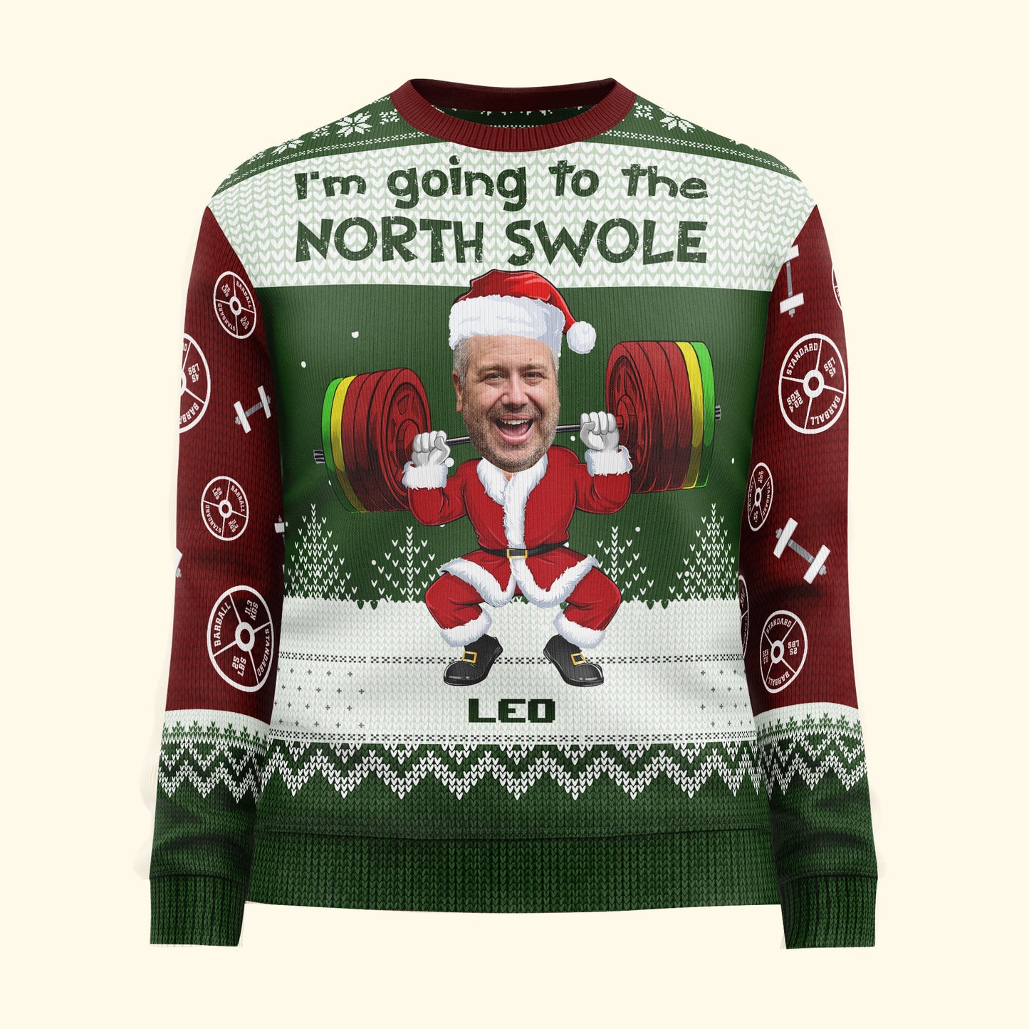 North Swole - Personalized Photo Ugly Sweater