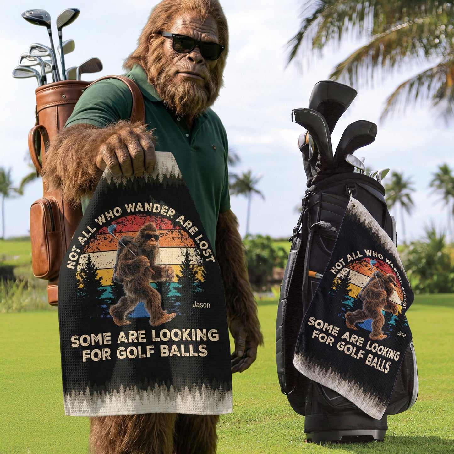 Not All Who Wander Are Lost Funny Gift For Golfers, Dad, Husband, Buddies, Golf Lovers - Personalized Golf Towel