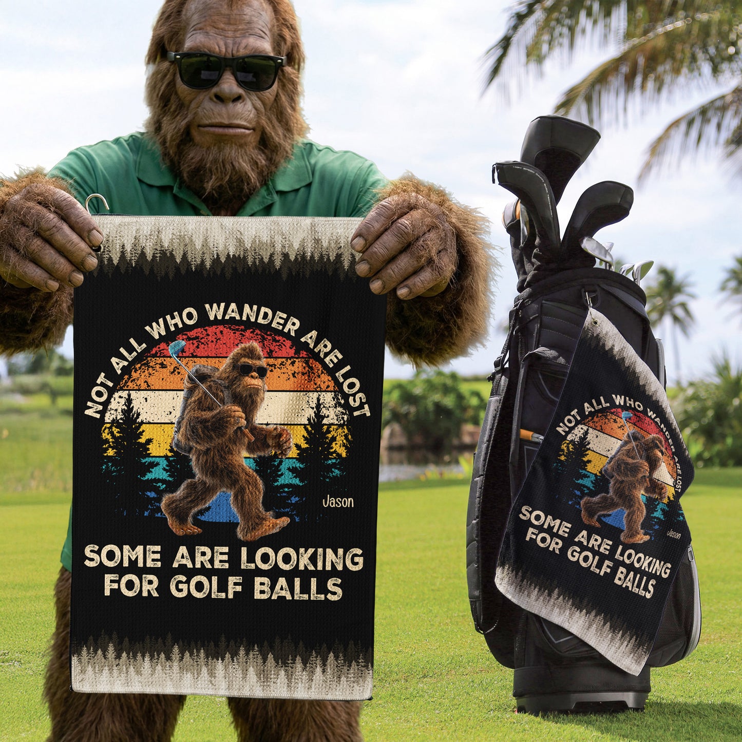 Not All Who Wander Are Lost Funny Gift For Golfers, Dad, Husband, Buddies, Golf Lovers - Personalized Golf Towel