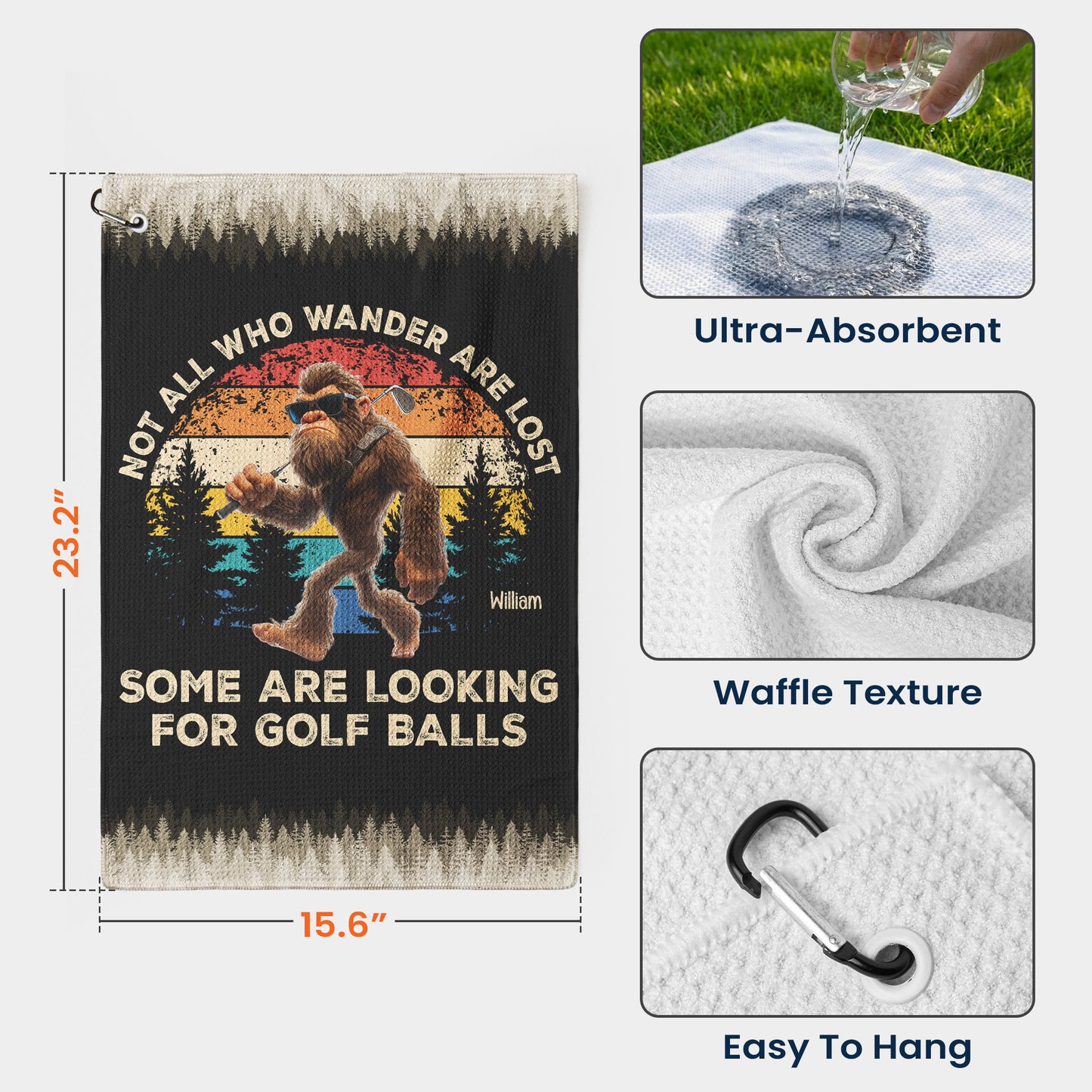 Not All Who Wander Are Lost Funny Gift For Golfers, Dad, Husband, Buddies, Golf Lovers - Personalized Golf Towel