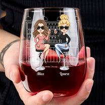 Not Drinking Alone When You're Texting Your Sister - Personalized Stemless Wine Glass