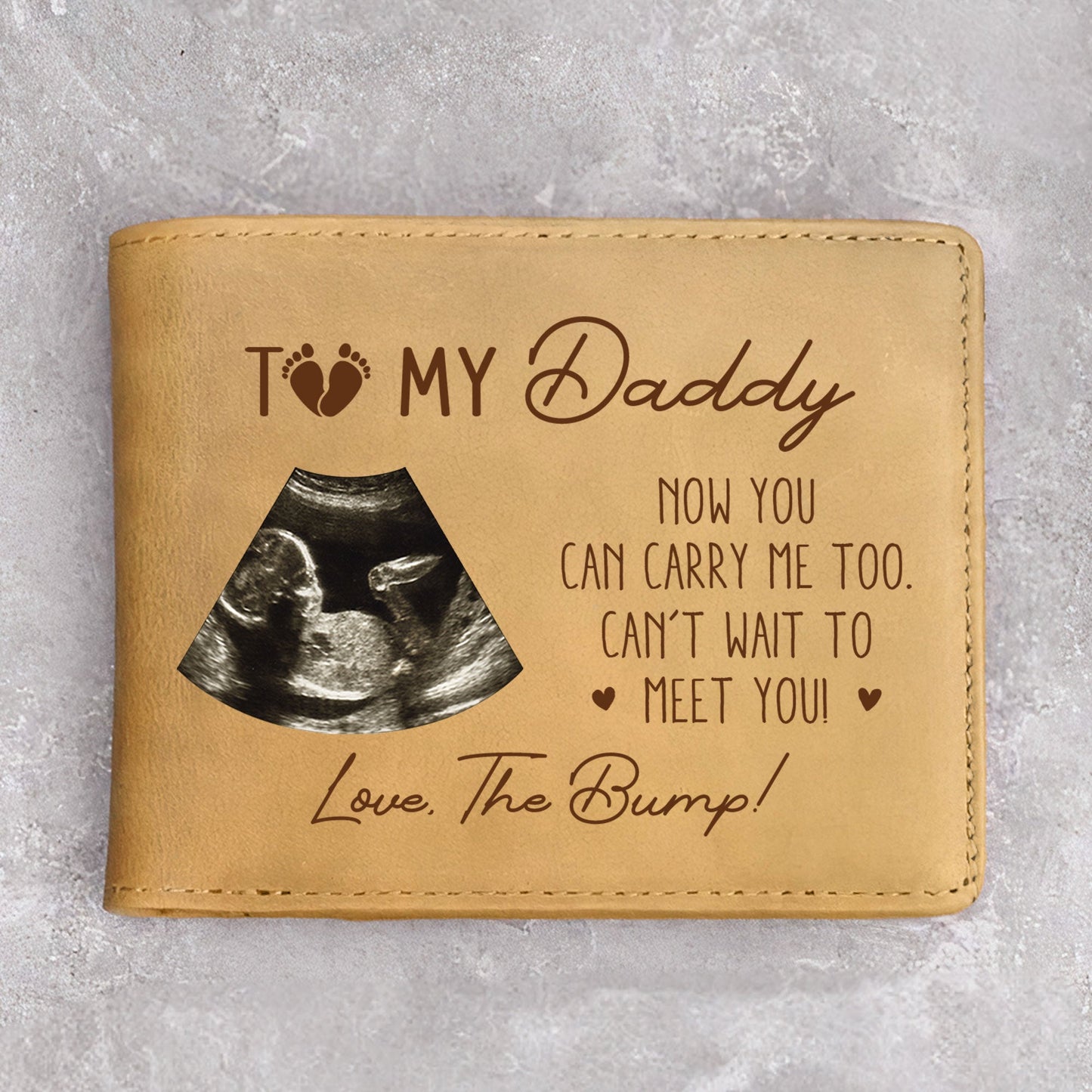 Now You Can Carry Me Too From The Bump - Personalized Leather Wallet