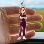 Nurse Cartoon Character - Personalized Rear View Mirror Accessory