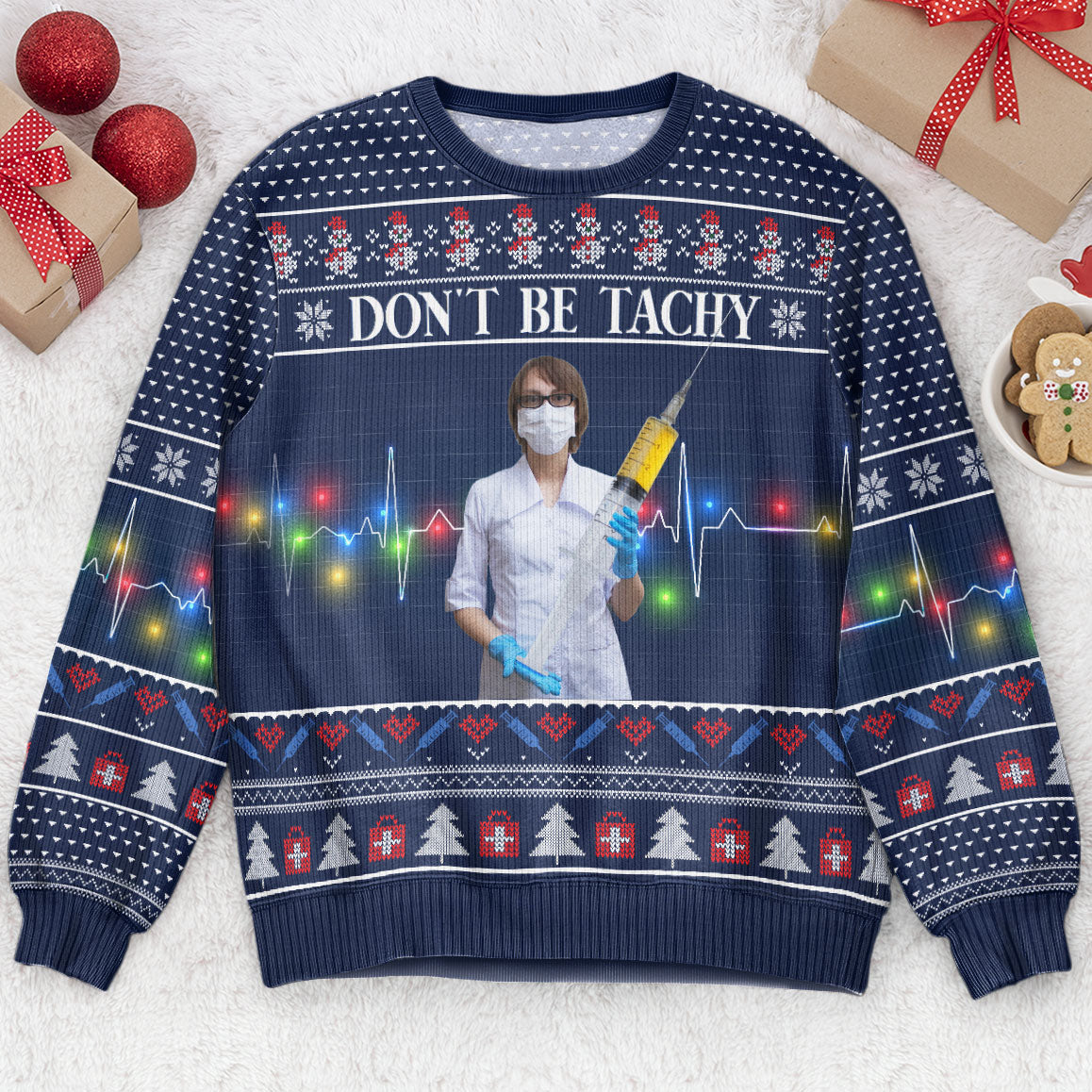 Nurse Don't Be Tachy - Personalized Photo Ugly Sweater