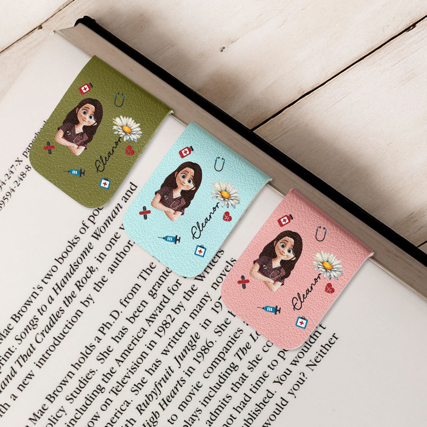 Nurse Gift Custom Birth Flower - Personalized Leather Magnetic Bookmark