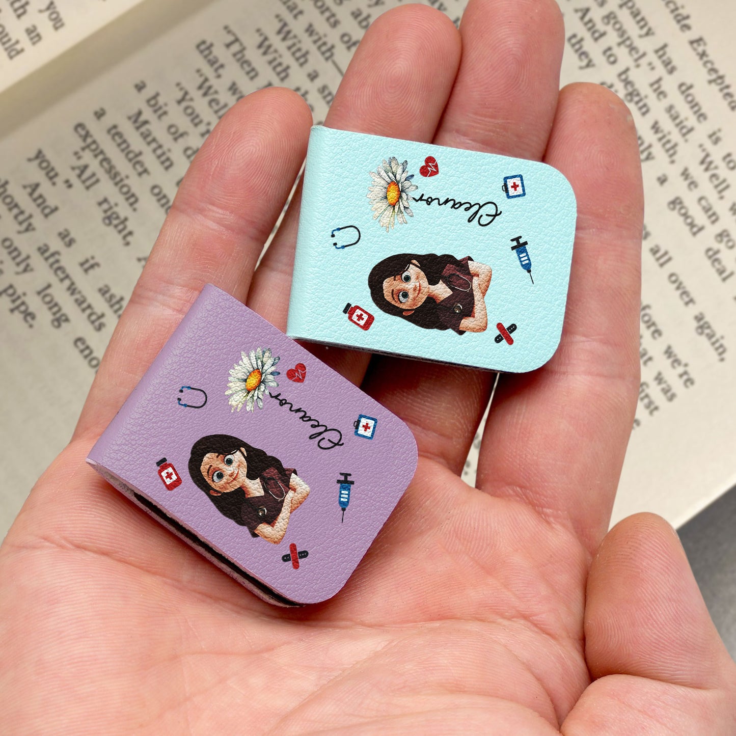 Nurse Gift Custom Birth Flower - Personalized Leather Magnetic Bookmark