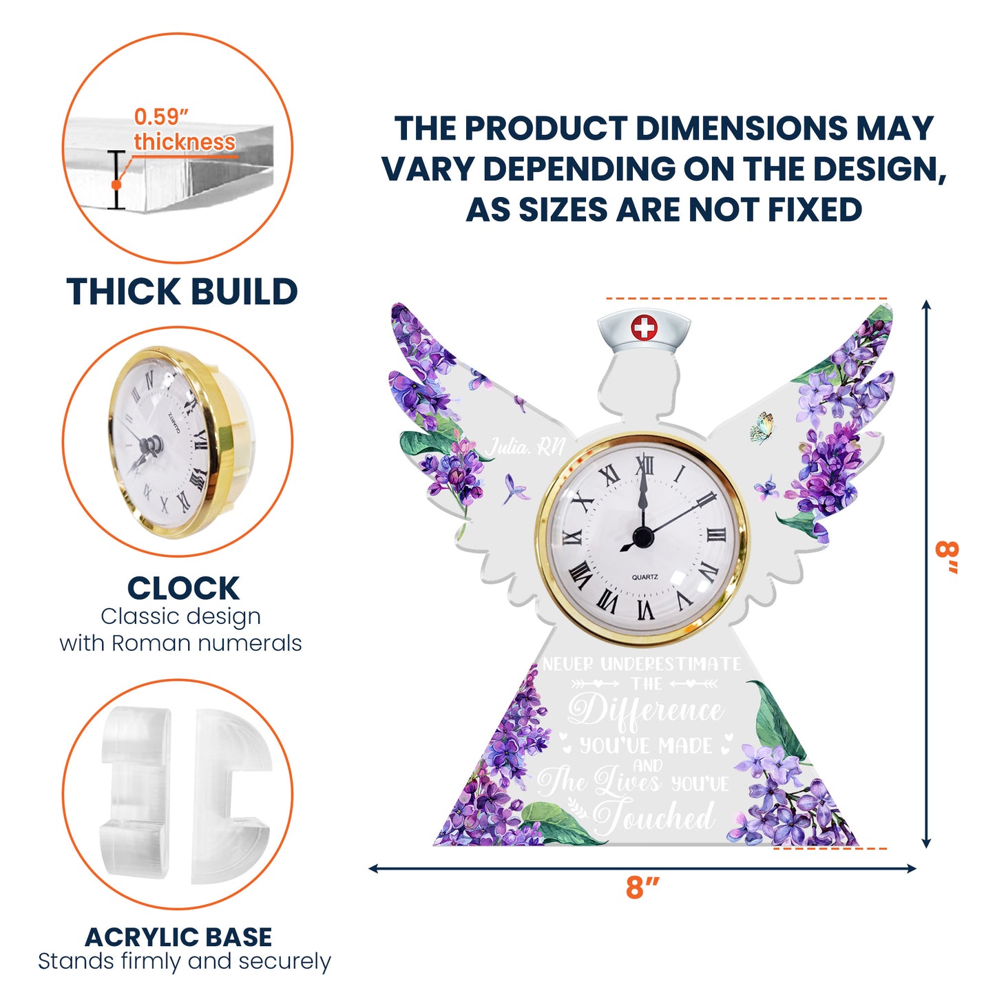 Nurse Gift - The Difference You've Made - Personalized Acrylic Desk Clock