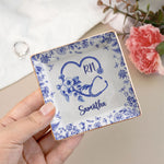 Nurse Gift Toile De Jouy Birth Flower Stethoscope - Personalized Jewelry Dish