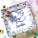 Nurse Gift Toile De Jouy Birth Flower Stethoscope - Personalized Jewelry Dish