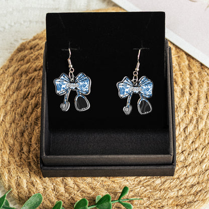 Nurse Stethoscope Bow Coquette Ribbon Nursing Gift - Personalized Acrylic Earrings