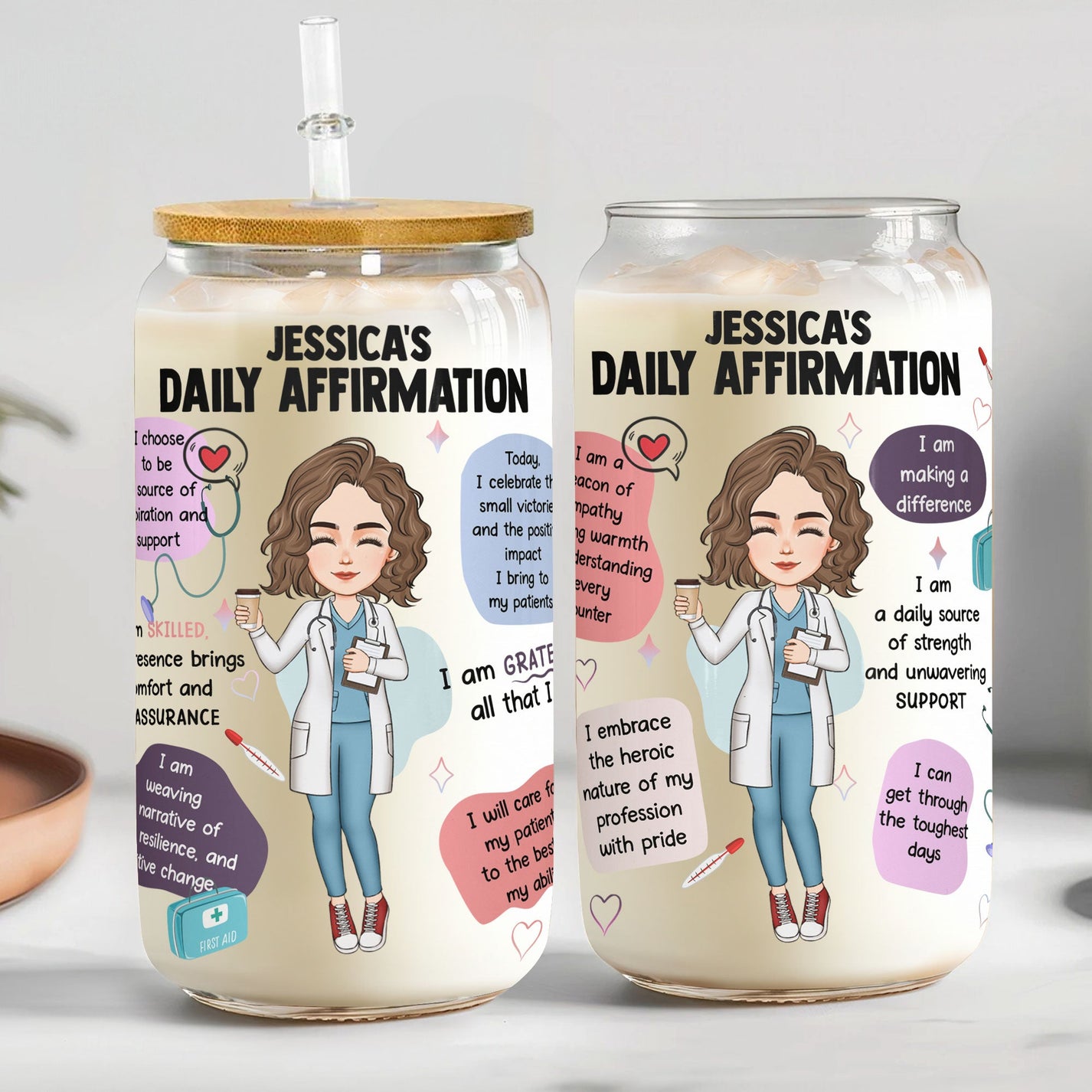 Nurse's Daily Affirmation - Personalized Clear Glass Cup – Macorner