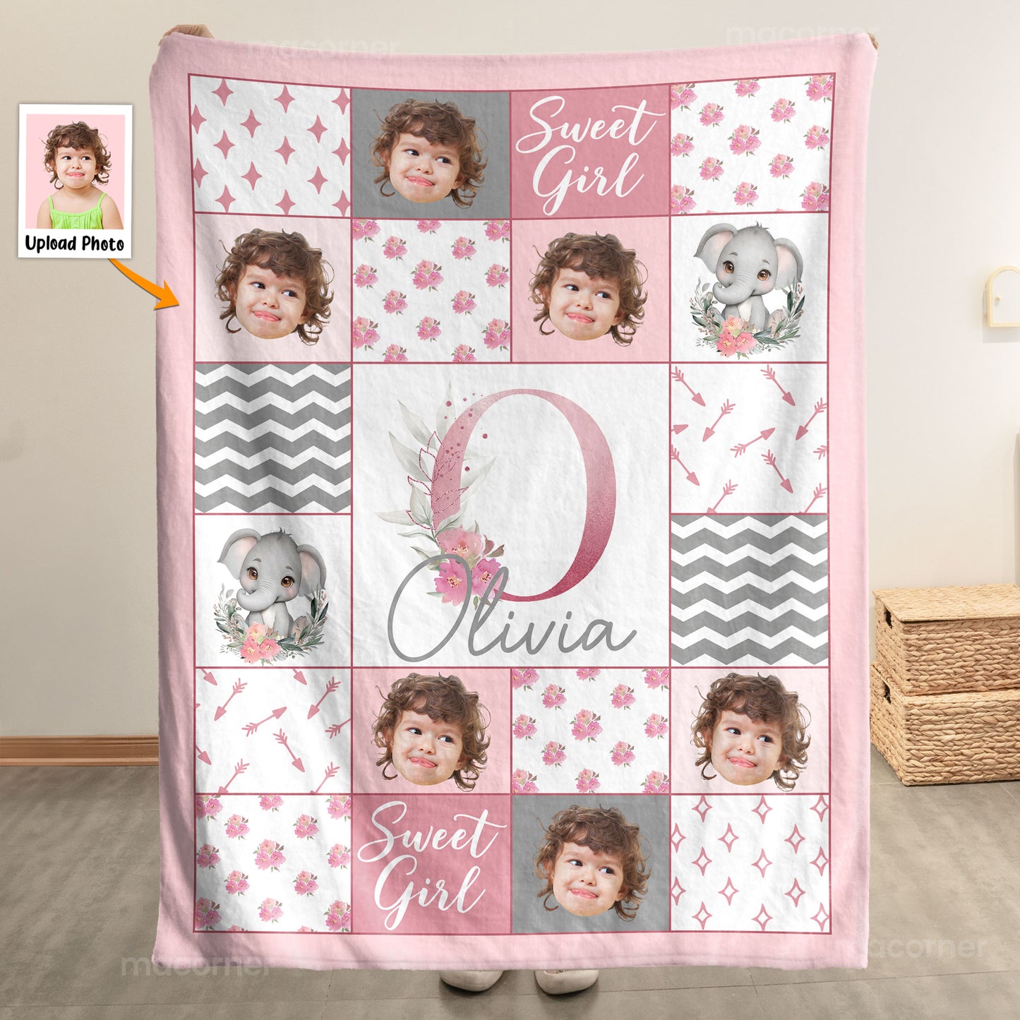 Nursery For Kid - Personalized Baby Photo Blanket