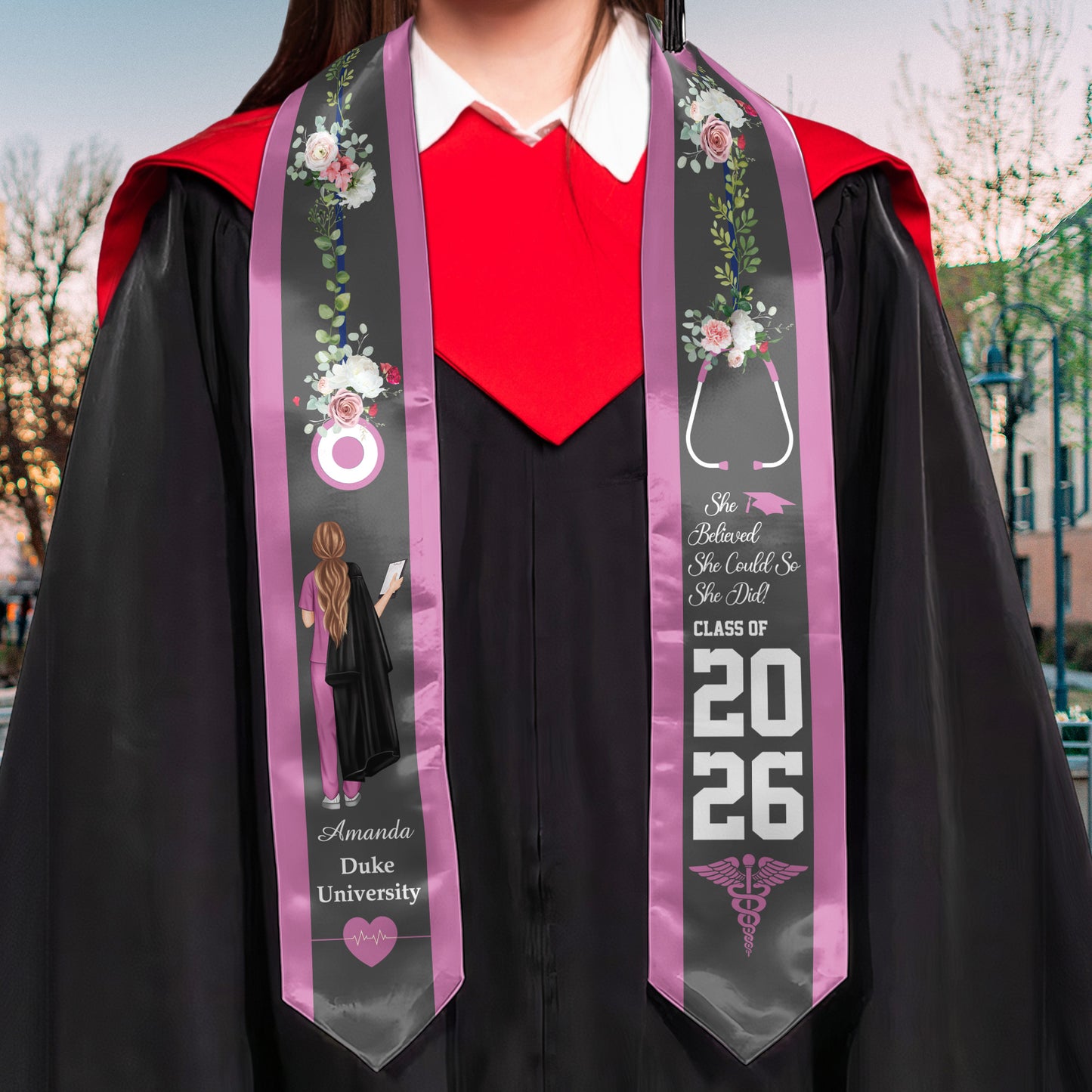 Nursing Grad Gift She Believed She Could So She Did - Personalized Graduation Stole