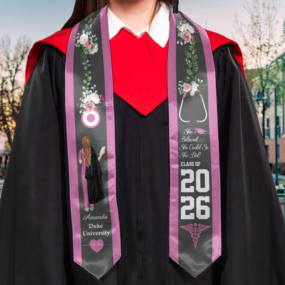 Nursing Grad Gift She Believed She Could So She Did - Personalized Graduation Stole