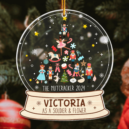 Nutcracker Christmas Snow Globe Ornament - Gifts For Kids (Up To 8 Roles) - Personalized Acrylic Ornament