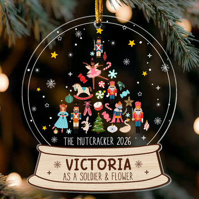Nutcracker Christmas Snow Globe Ornament - Gifts For Kids (Up To 8 Roles) - Personalized Acrylic Ornament