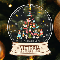 Nutcracker Christmas Snow Globe Ornament - Gifts For Kids (Up To 8 Roles) - Personalized Acrylic Ornament