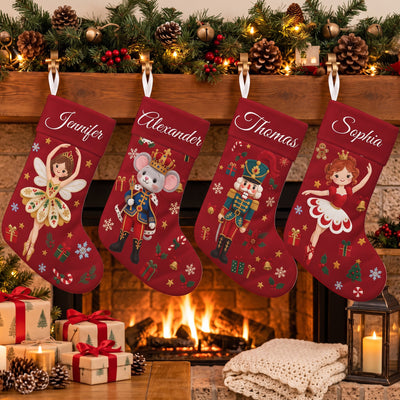 Nutcracker Christmas Stocking For Kids, Grandkids Custom Name & Character - Personalized Stocking