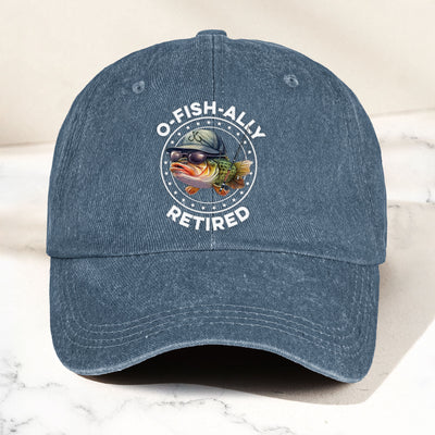O-Fish-Ally Retired - Personalized Distressed Denim Cap