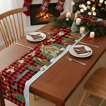 O Holy Night Nativity Scene Buffalo Plaid Christmas Dining Table Decoration - Personalized Table Runner