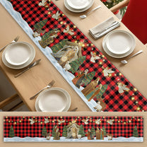 O Holy Night Nativity Scene Buffalo Plaid Christmas Dining Table Decoration - Table Runner