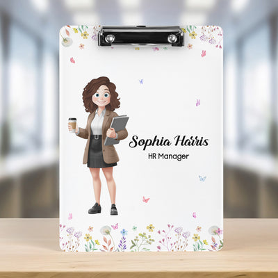 Office Cartoon Gift For Colleagues, Coworkers, Boss - Personalized Acrylic Clipboard