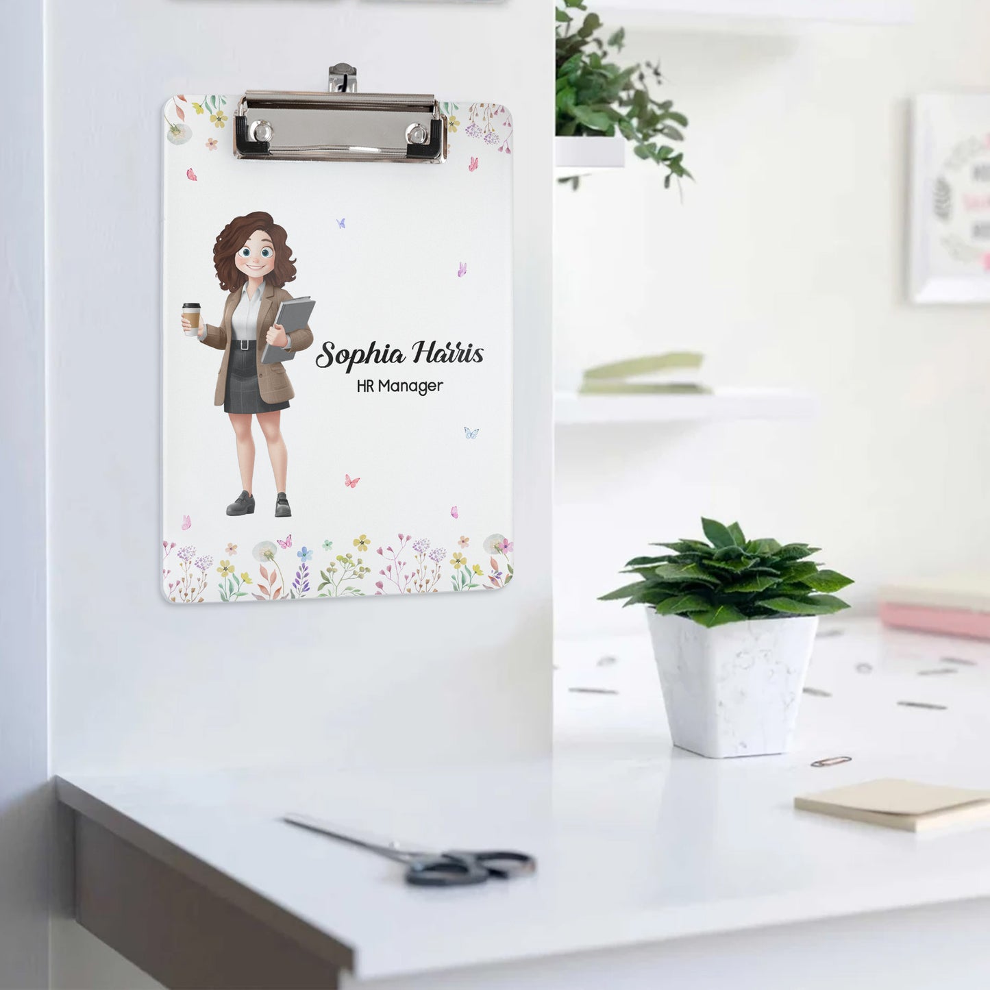 Office Cartoon Gift For Colleagues, Coworkers, Boss - Personalized Acrylic Clipboard
