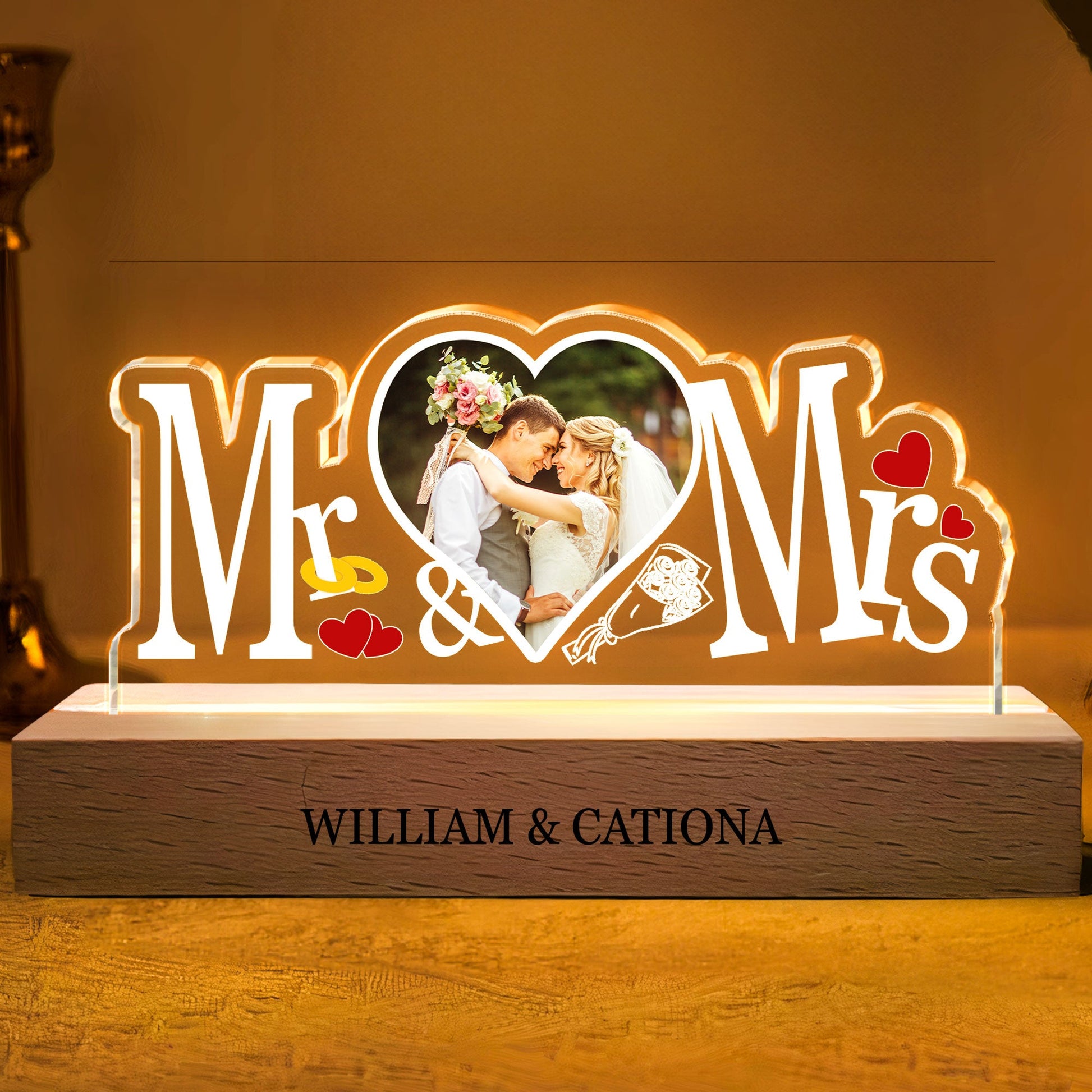 Officially Mr. And Mrs. - Personalized LED Light