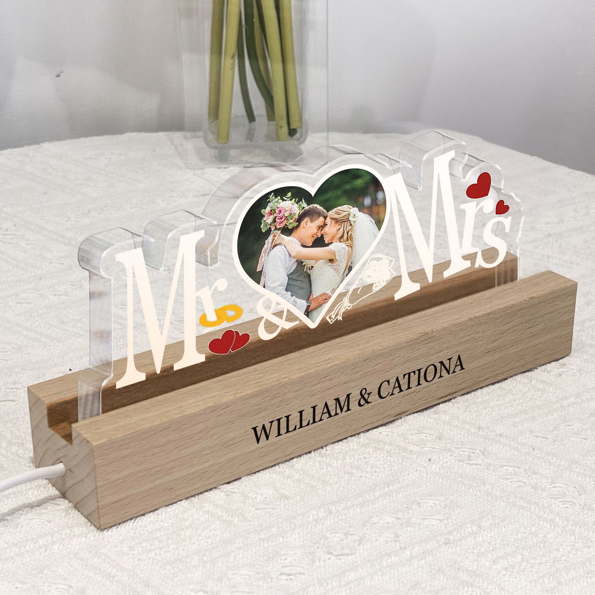 Officially Mr. And Mrs. - Personalized LED Light