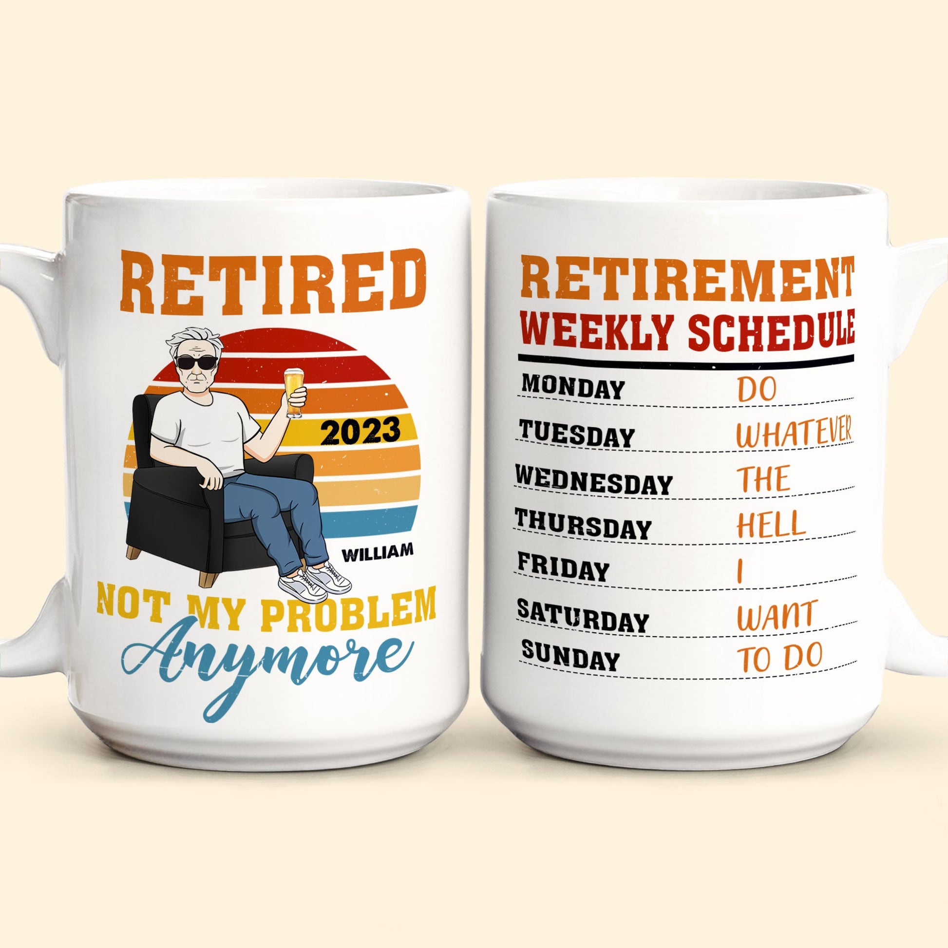 Personalized 2023 Retirement Glass Coffee Mug, Design: RETIRED3 -  Everything Etched