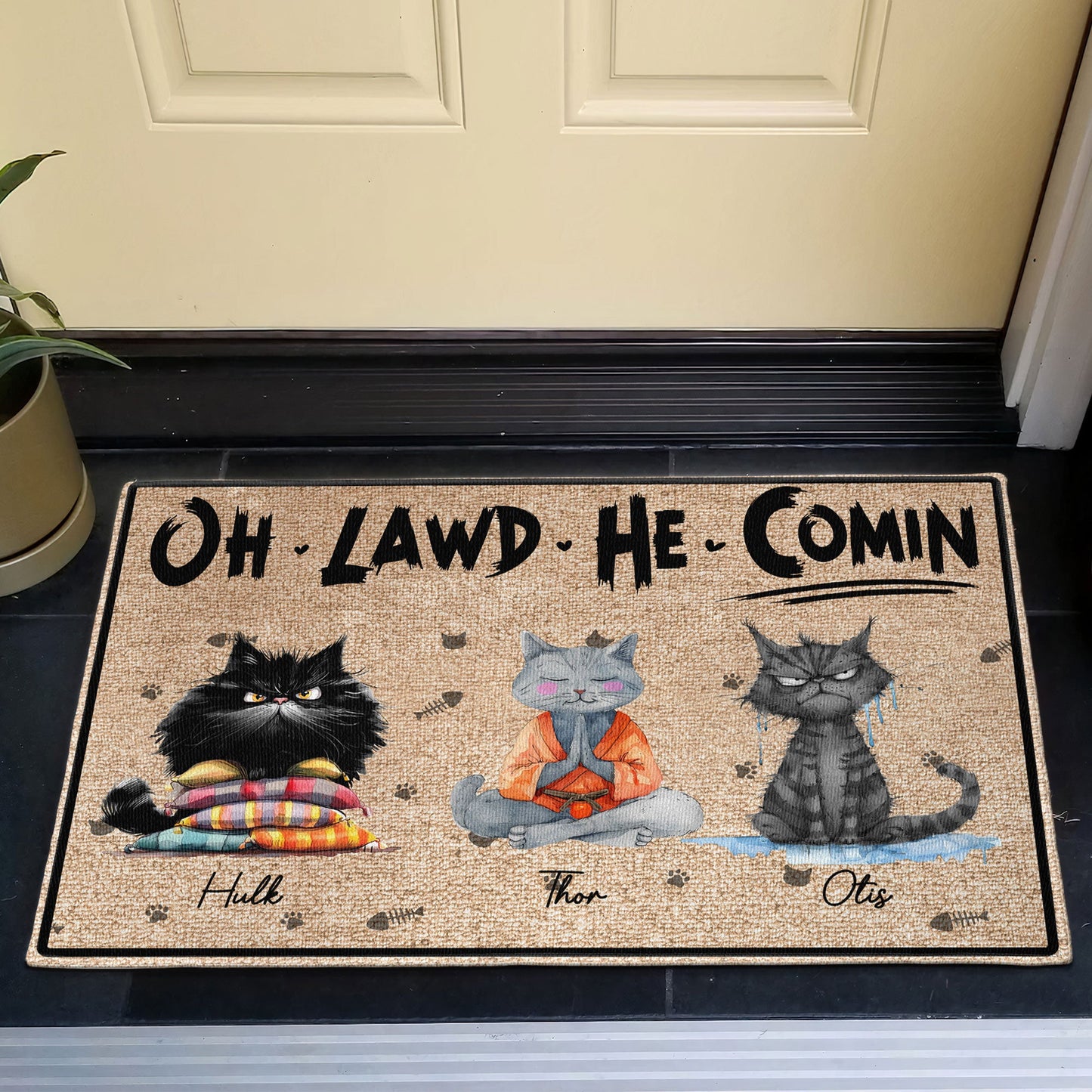 Oh Lawd He Comin - Personalized Doormat