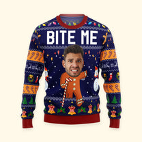 Oh Snap Gingerbread Face Photo - Personalized Photo Ugly Sweater