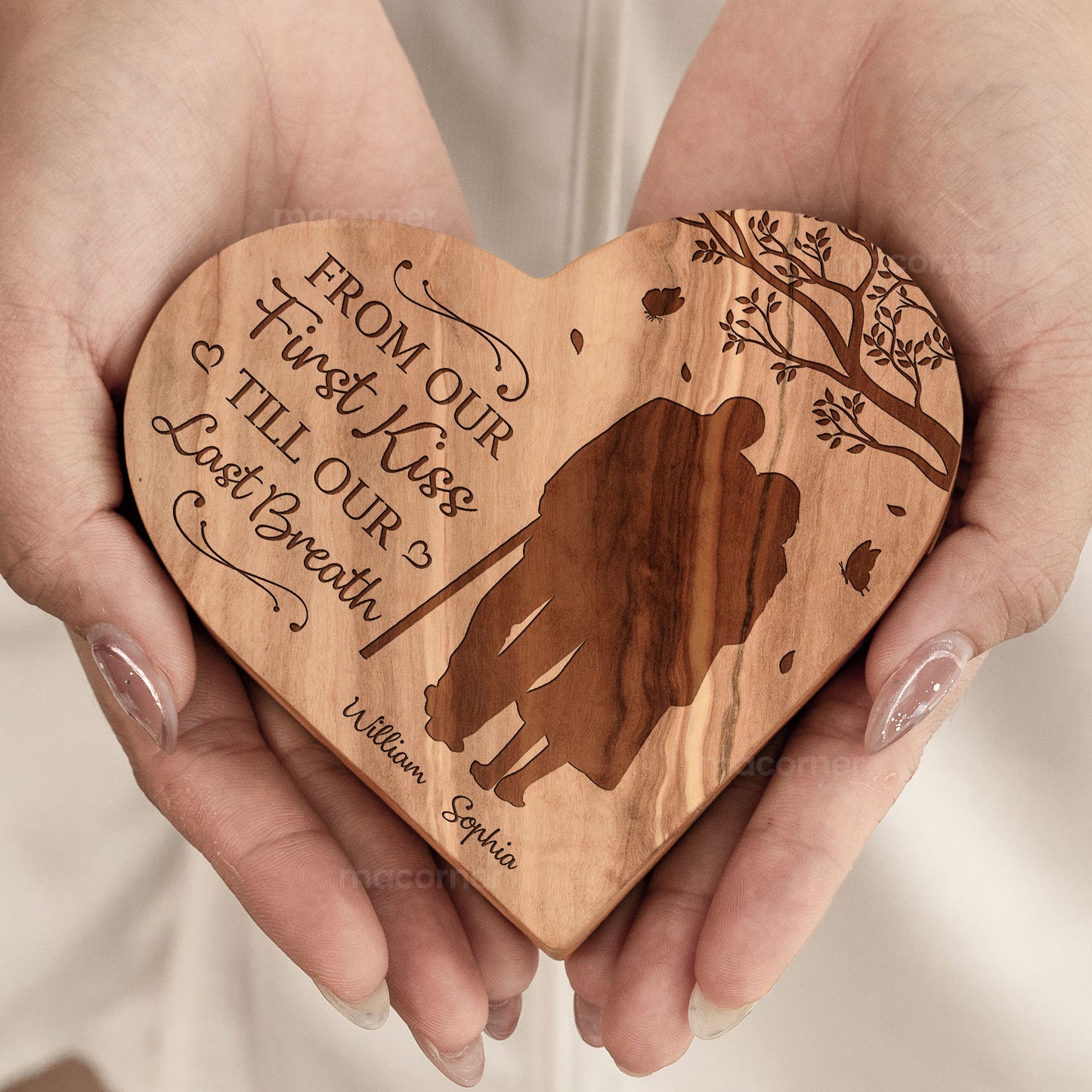 Old Couple From Our First Kiss Till Our Last Breath - Personalized Engraved Wood Plaque