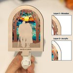 Old Couple Standing Together - Personalized Wood And Acrylic Night Light