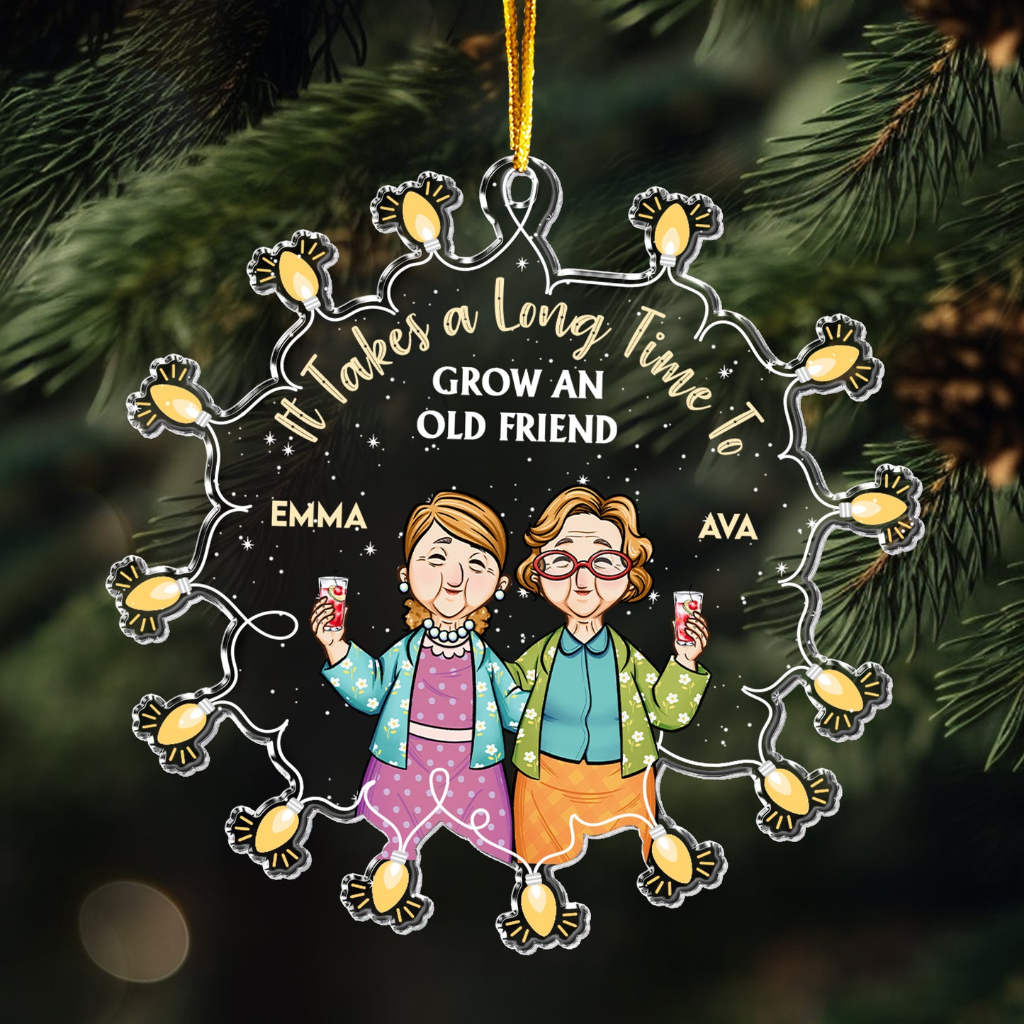 Old Friends Take Time To Grow - Personalized Acrylic Ornament