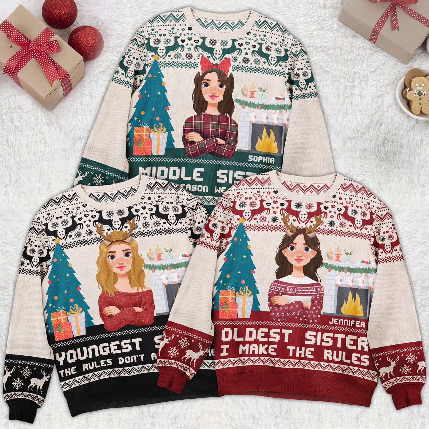 Oldest Sister I Make The Rules - Personalized Ugly Sweater